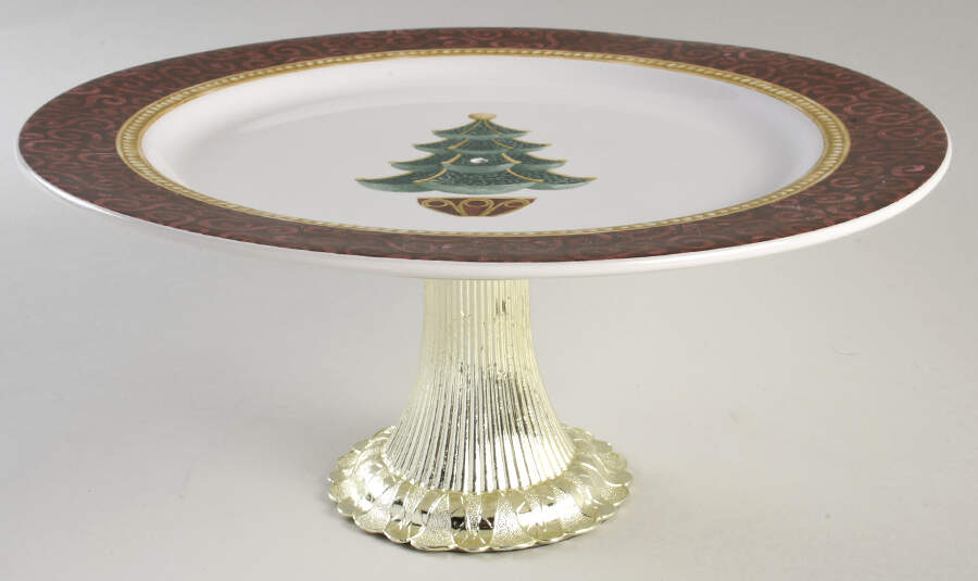 Royal Holiday Cake Stand with 4"-5" Metal Pedestal  Hc by Pfaltzgraff-1