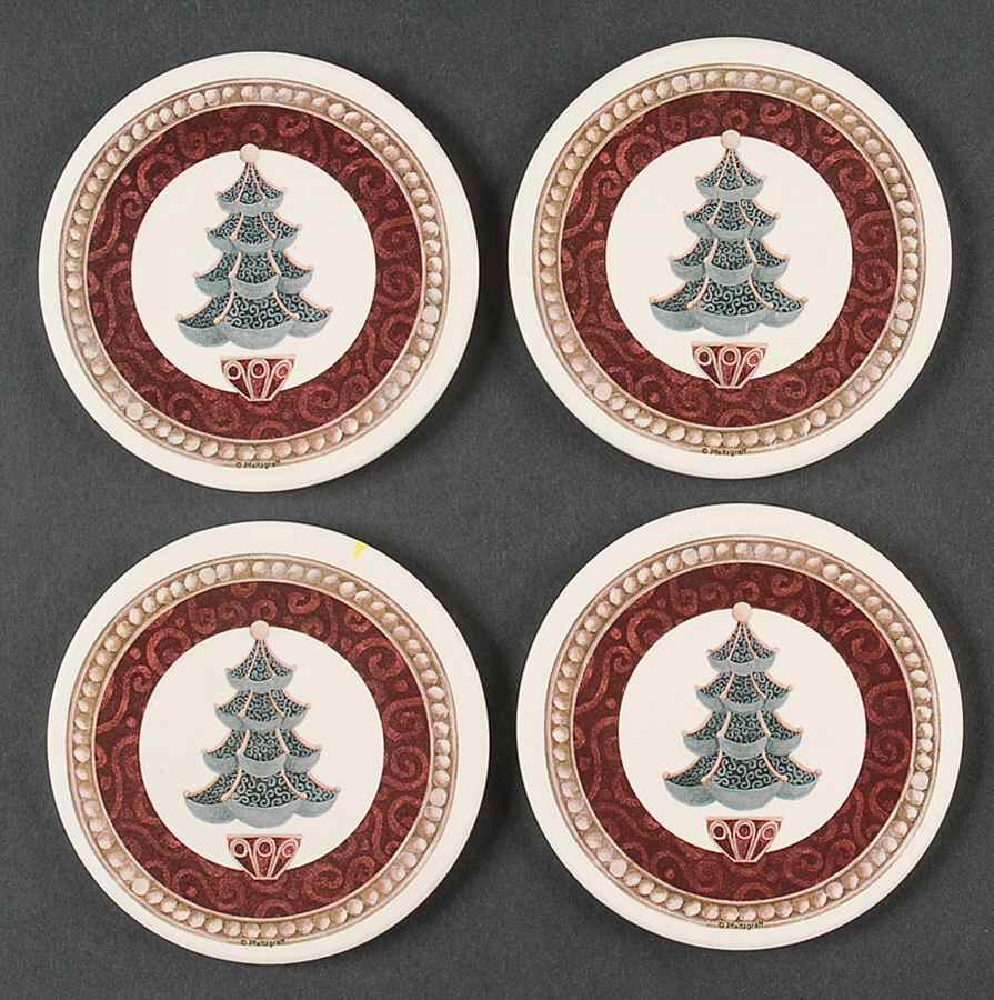 Royal Holiday Round (Thirsty) Stone Coaster - Set of 4 by Pfaltzgraff-1