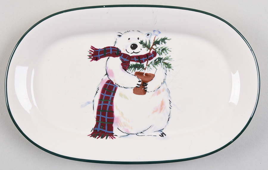 Snow Bear Oval Dessert Plate by Pfaltzgraff-1