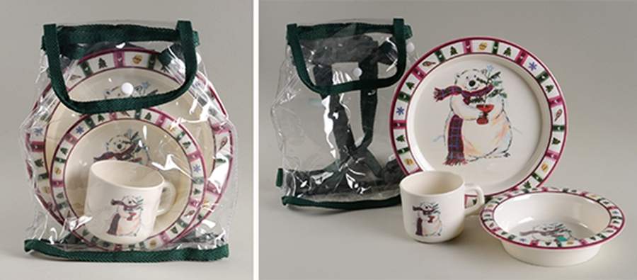 Snow Bear Child's Melamine Set with Backpack by Pfaltzgraff-1