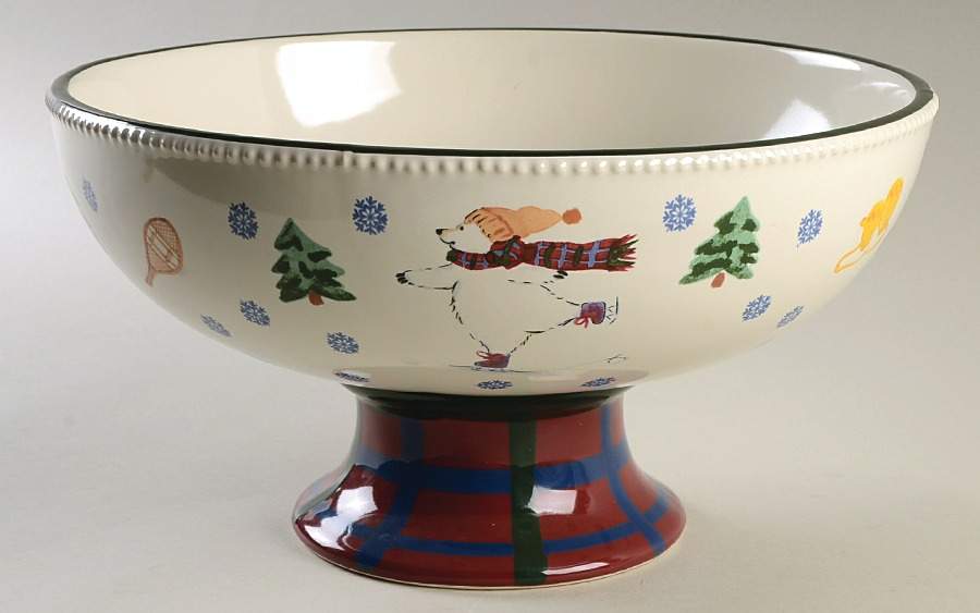 Snow Bear Pedestal Bowl by Pfaltzgraff-1