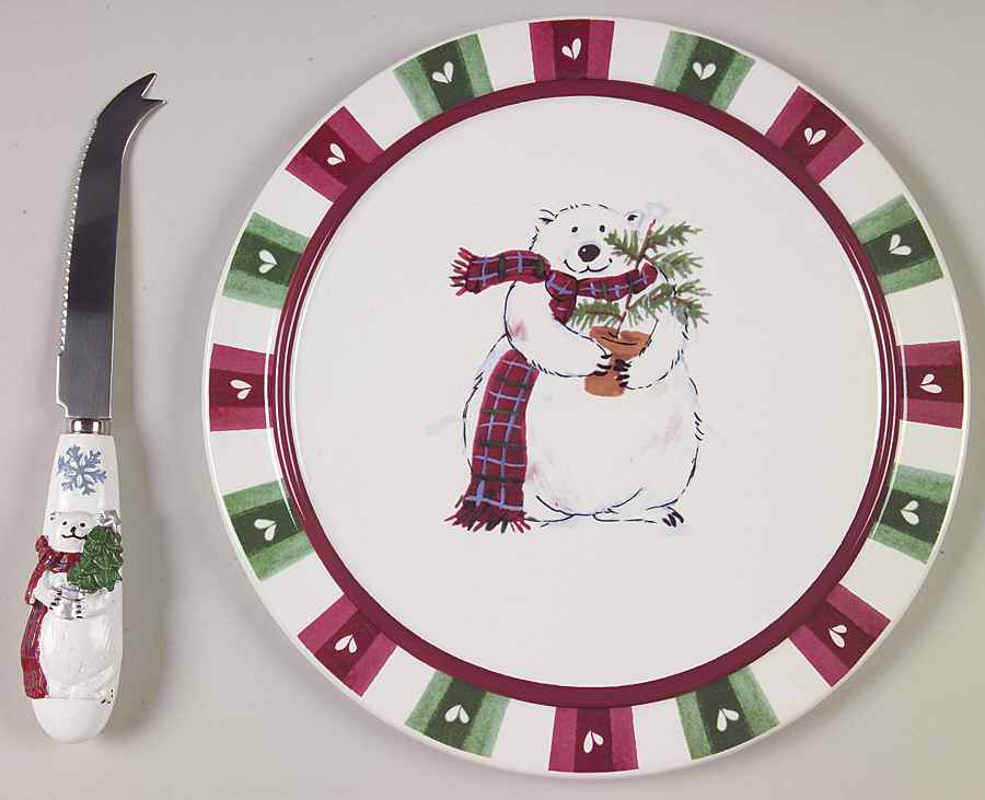 Snow Bear Cheese Tray/Board and Sculpted Slicer by Pfaltzgraff-1