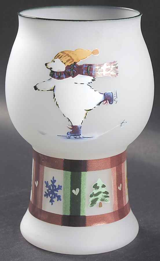 Snow Bear Glass Pillar Float Candleholder by Pfaltzgraff-1