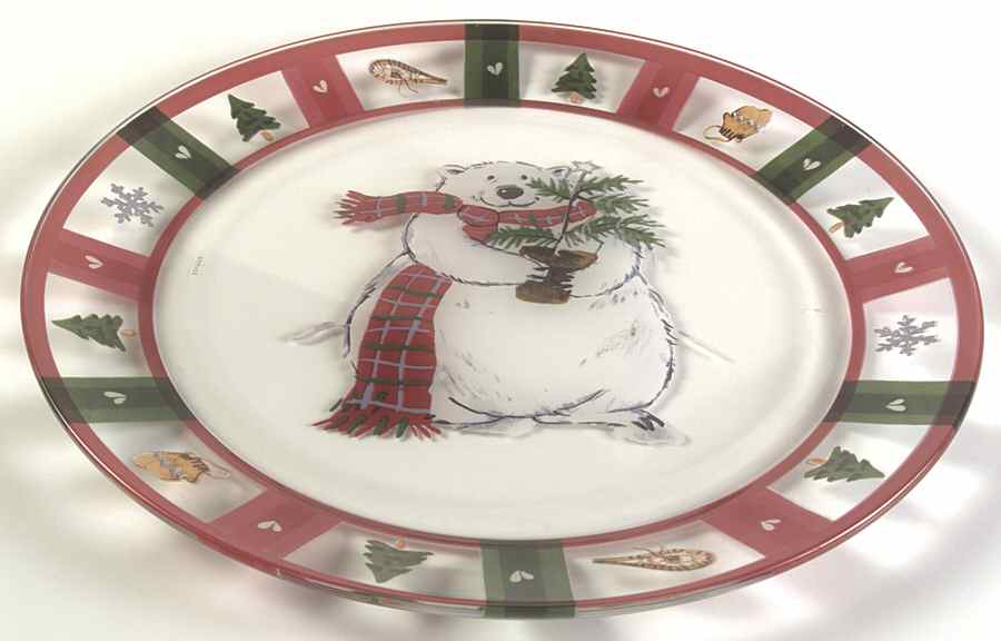 Snow Bear Round Glassware Platter by Pfaltzgraff-1