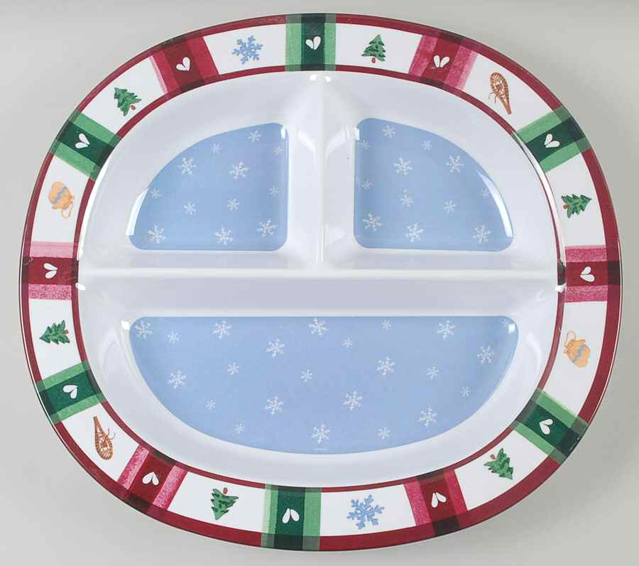 Snow Bear 3 Part Melamine Oval Divided Server by Pfaltzgraff-1