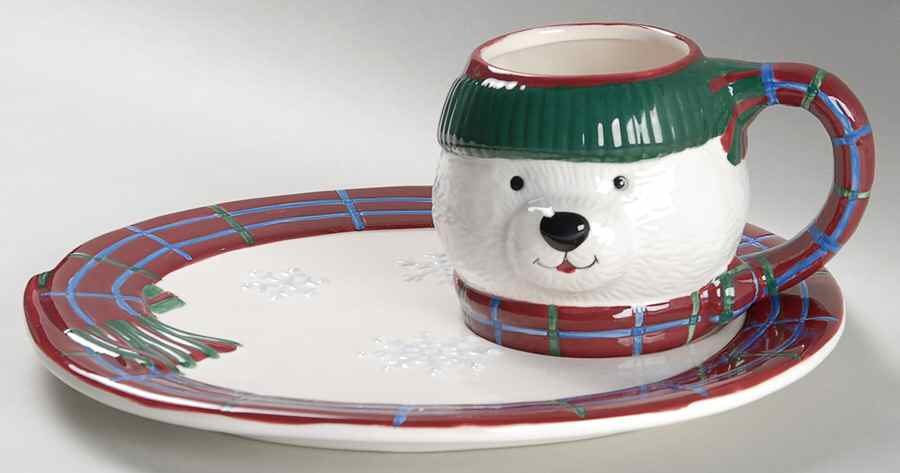 Snow Bear Snack Plate & Cup Set by Pfaltzgraff-1