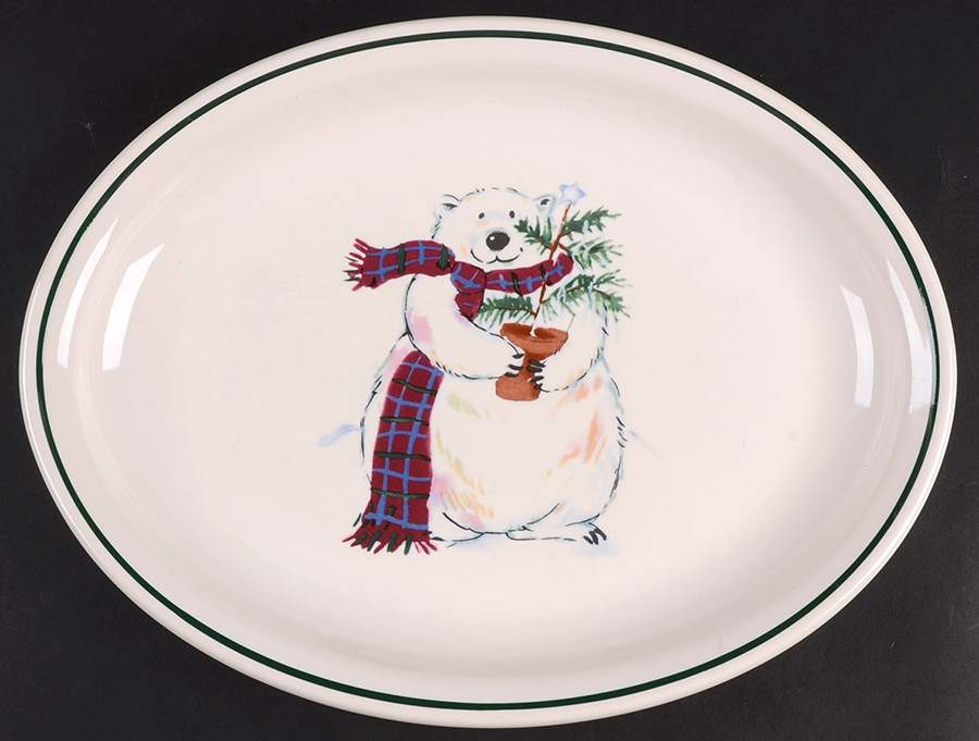 Snow Bear 13" Oval Serving Platter by Pfaltzgraff-1