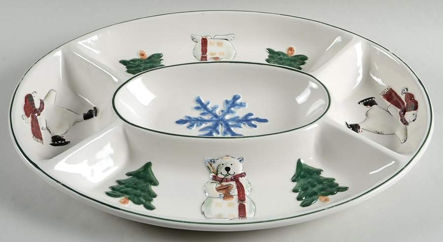 Snow Bear 5 Part Oval Divided Server by Pfaltzgraff-1