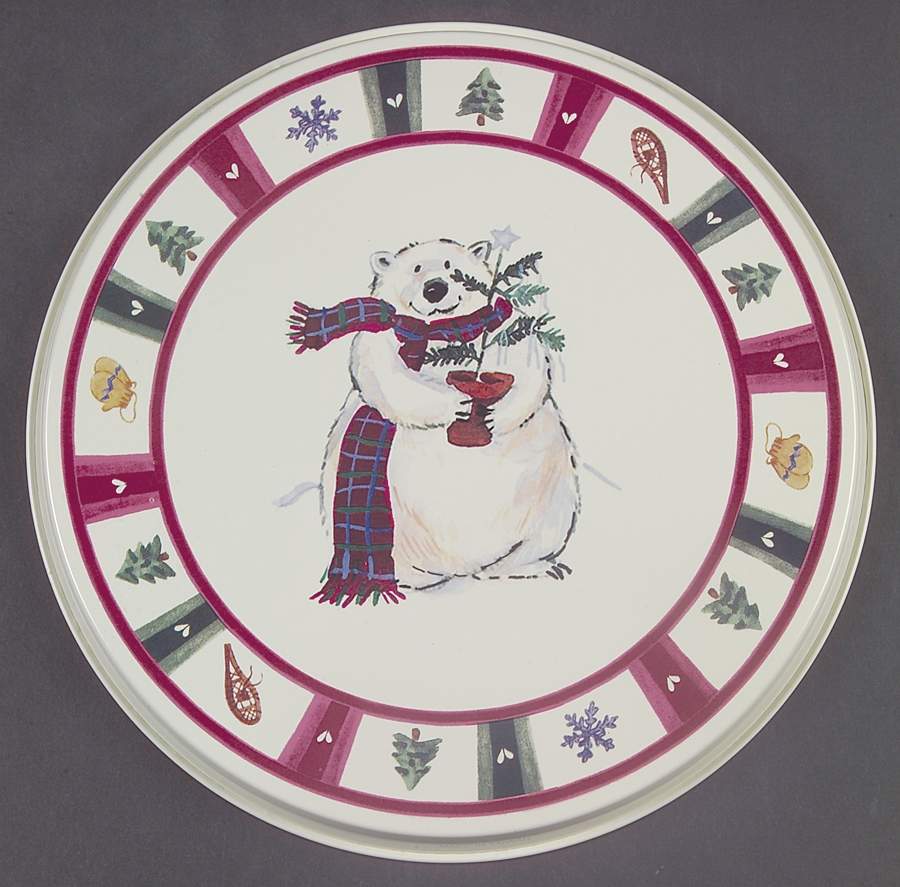 Snow Bear 8" Individual Tin Round Stove Cover by Pfaltzgraff-1