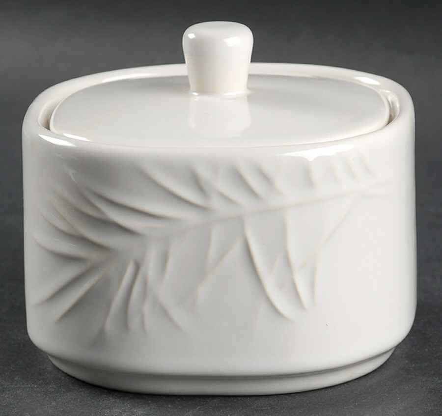 Arborwood White Sugar Bowl & Lid by Pfaltzgraff-1