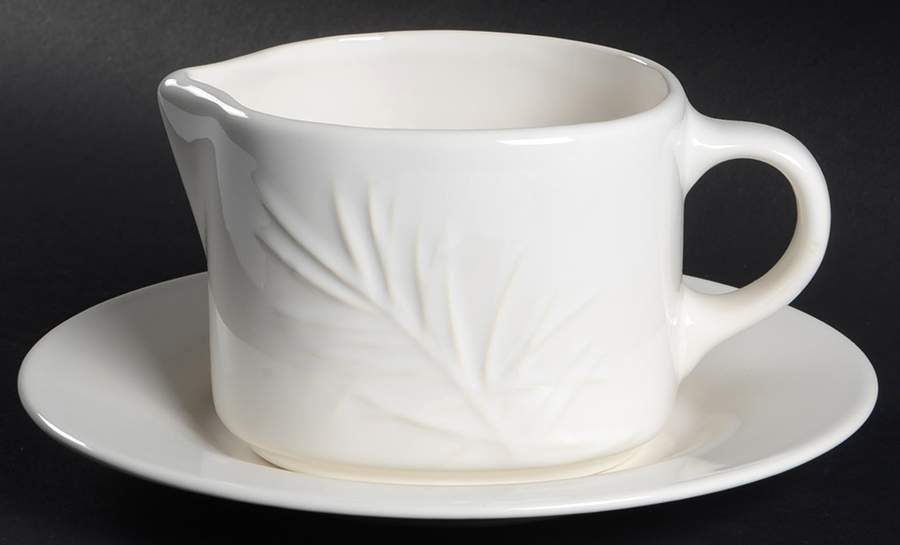 Arborwood White Gravy Boat & Underplate by Pfaltzgraff-1