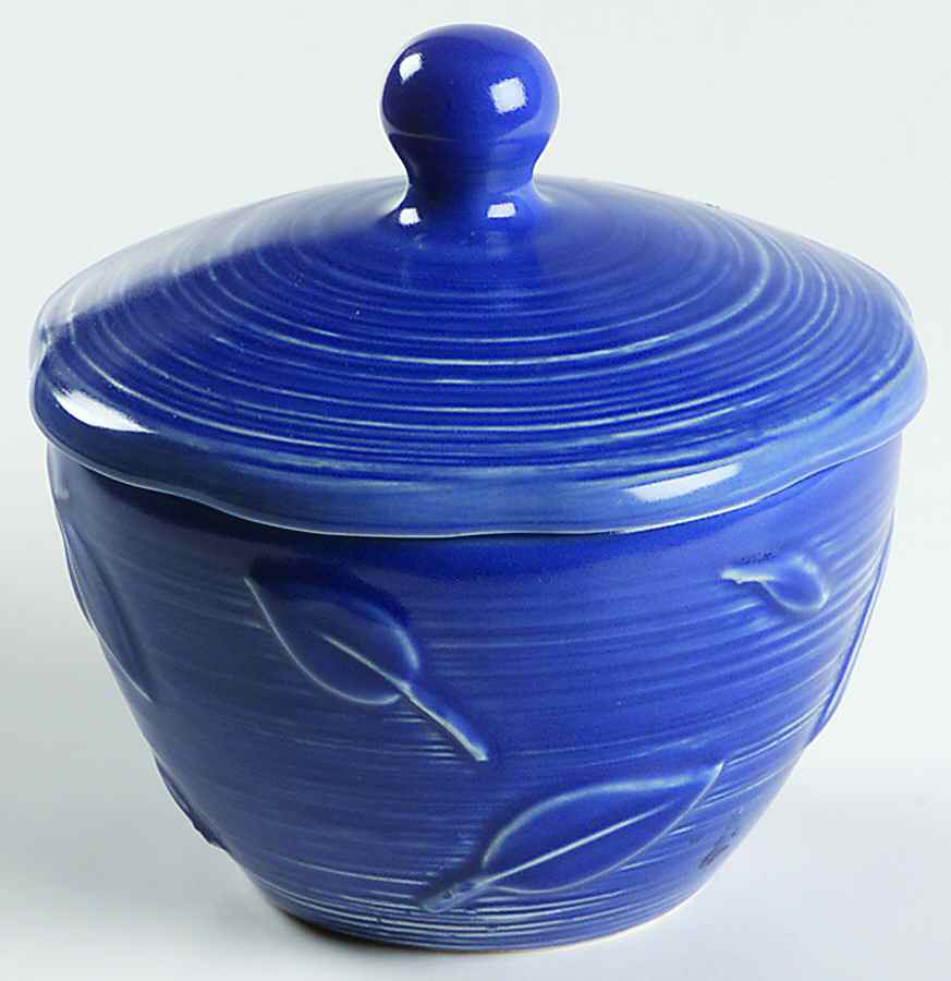 Wyngate Blue Sugar Bowl & Lid by Pfaltzgraff-1