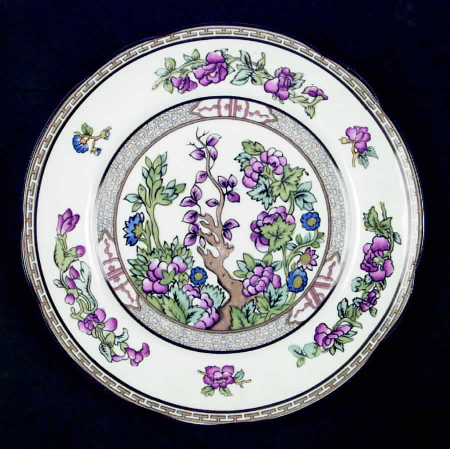 Indian Tree (Scalloped, Brown Trim) Luncheon Plate by Paragon-1
