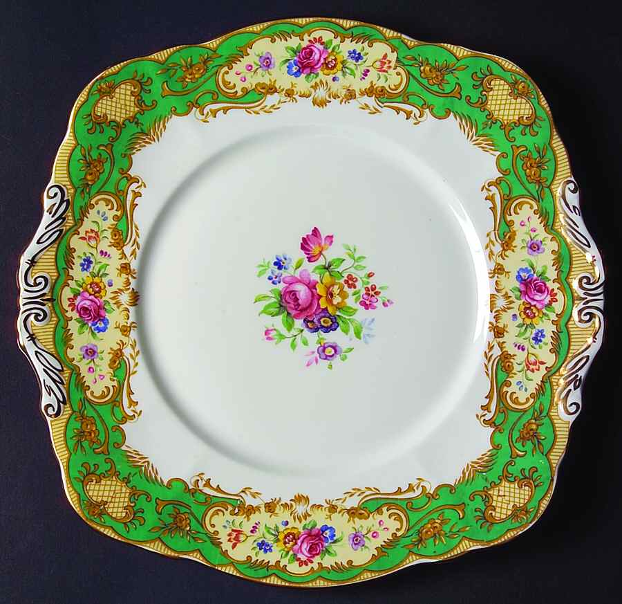 Pompadour Green Handled Cake Plate by Paragon-1