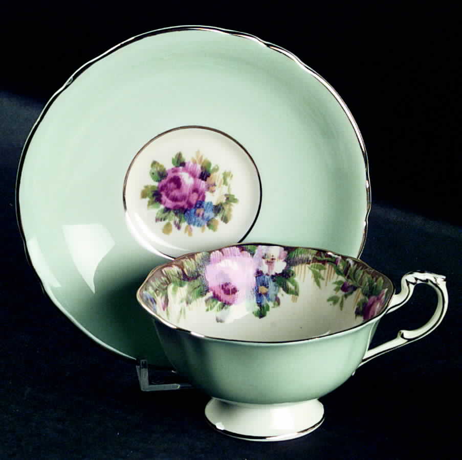 Tapestry Rose Mint Green Footed Cup & Saucer Set by Paragon-1