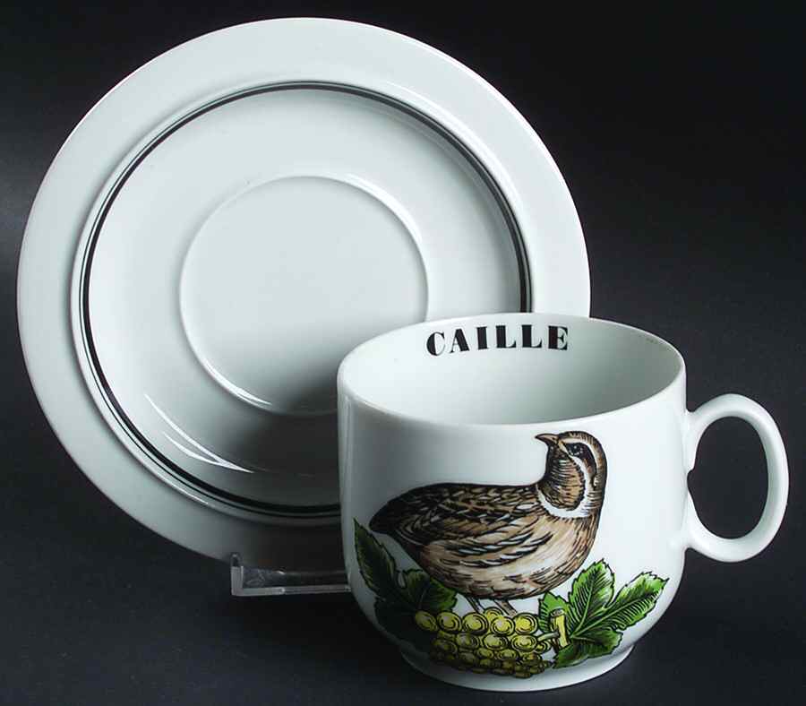 Service Chasse Oversized Cup & Saucer Set by Porcelaine d'Auteuil-1