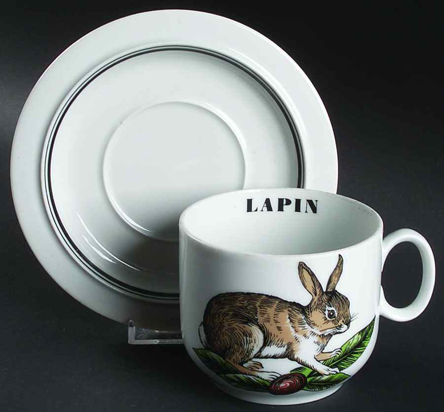 Service Chasse Oversized Cup & Saucer Set by Porcelaine d'Auteuil-1