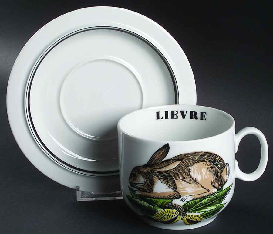 Service Chasse Oversized Cup & Saucer Set by Porcelaine d'Auteuil-1