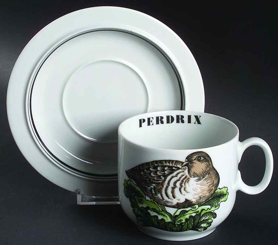 Service Chasse Oversized Cup & Saucer Set by Porcelaine d'Auteuil-1