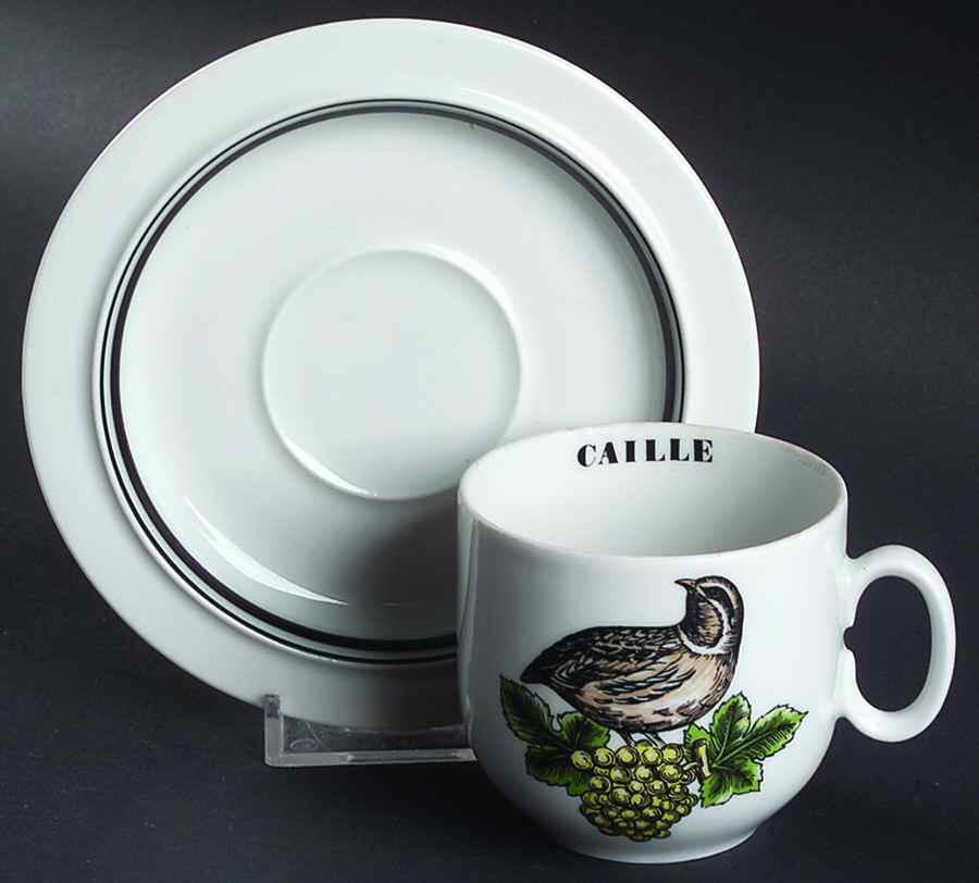 Service Chasse Flat Demitasse Cup & Saucer Set by Porcelaine d'Auteuil-1