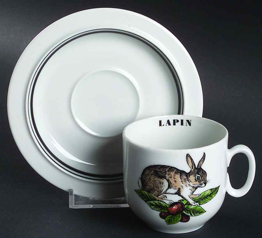 Service Chasse Flat Demitasse Cup & Saucer Set by Porcelaine d'Auteuil-1