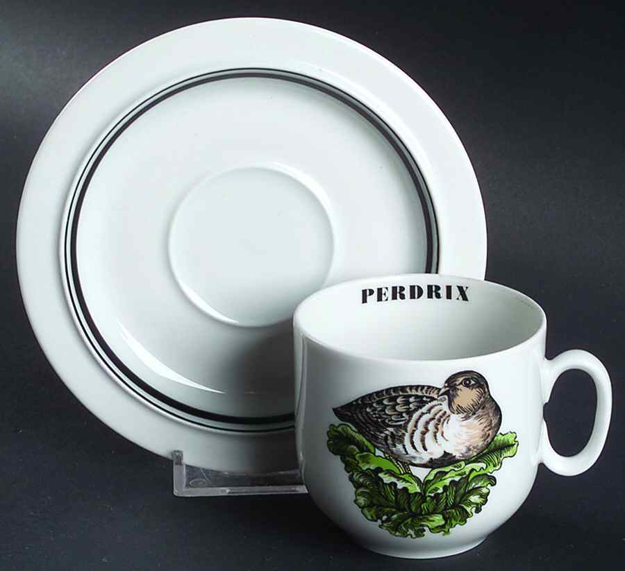Service Chasse Flat Demitasse Cup & Saucer Set by Porcelaine d'Auteuil-1