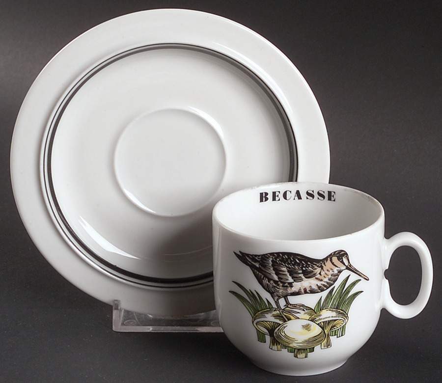 Service Chasse Flat Demitasse Cup & Saucer Set by Porcelaine d'Auteuil-1