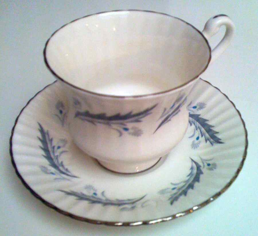 Bridal Leaf (Ribbed Rim) Footed Cup & Saucer Set by Paragon-1