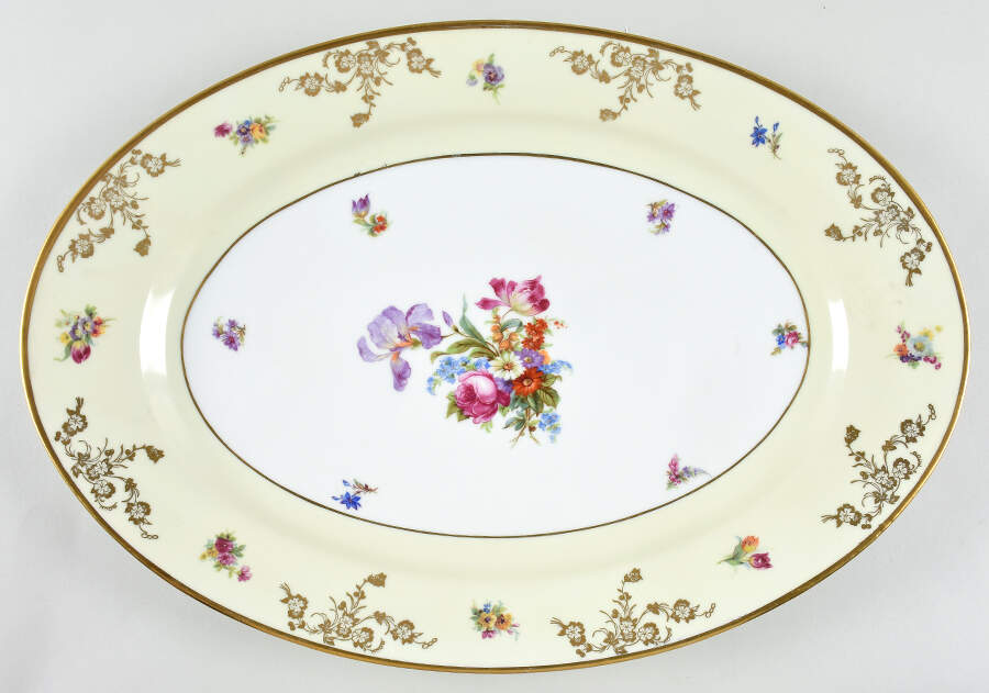 10121 (Cream Rim) 17" Oval Serving Platter by Pirkenhammer-1