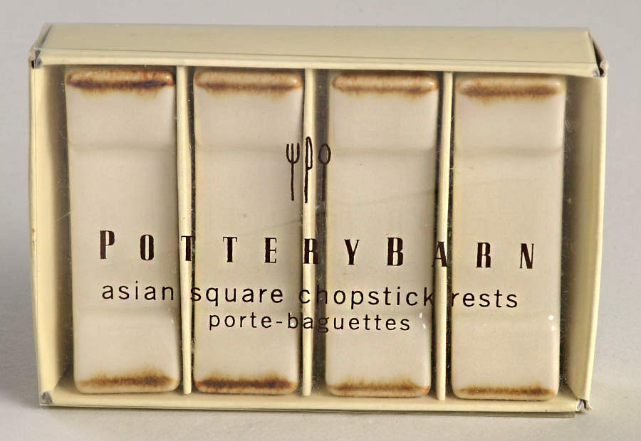 Asian Square Putty Chopstick Rest - Set of 4 by Pottery Barn China-1