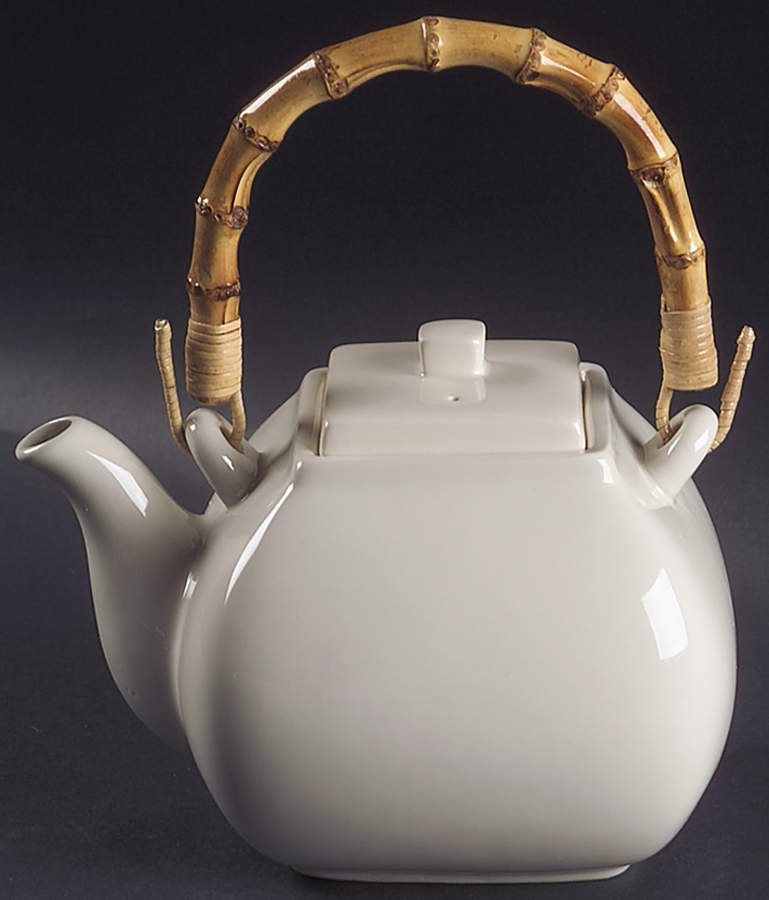 Asian Square Putty Teapot & Lid by Pottery Barn China-1