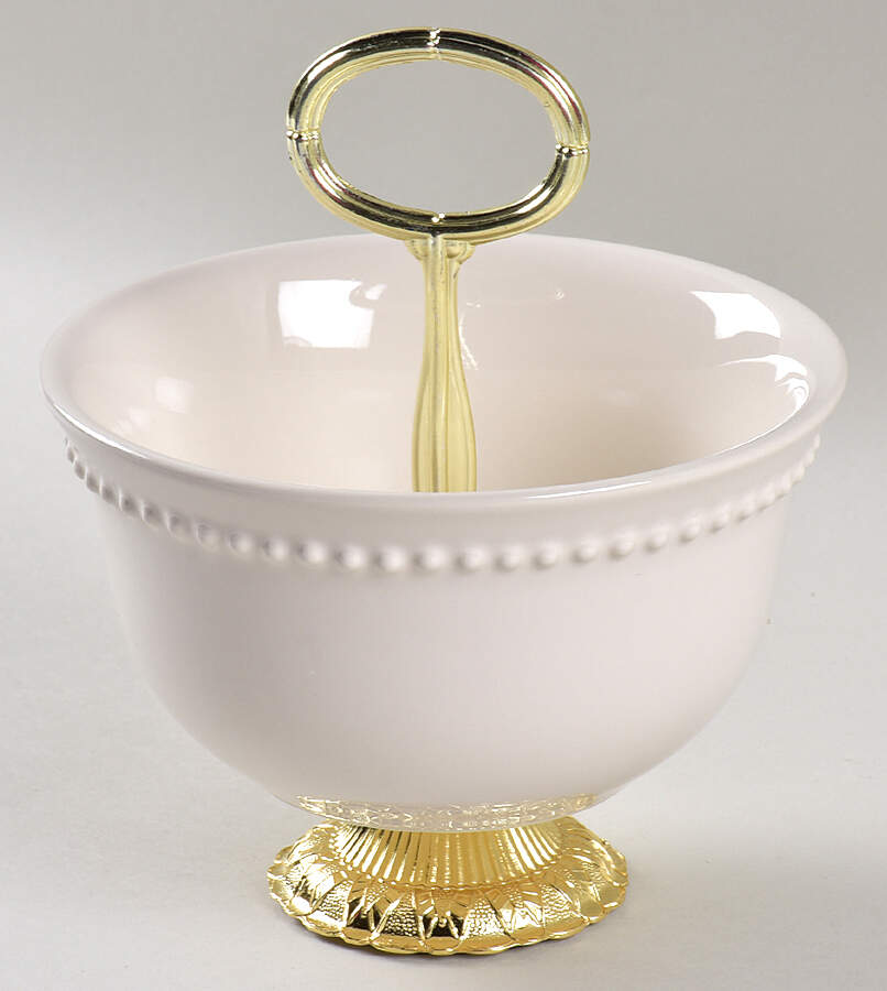 Emma White 6"-7" Handled Footed Nut Dish HC by Pottery Barn China-1