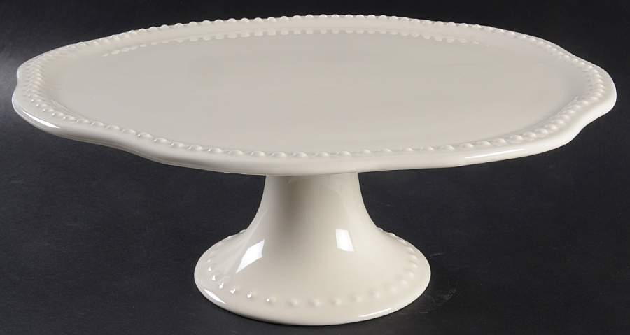 Emma White 13" Diameter Pedestal Cake Stand by Pottery Barn China-1