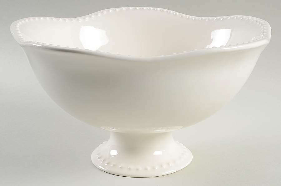 Emma White Large Footed Fruit Bowl by Pottery Barn China-1