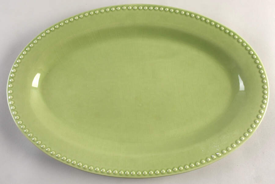 Emma Celadon 16" Oval Serving Platter by Pottery Barn China-1