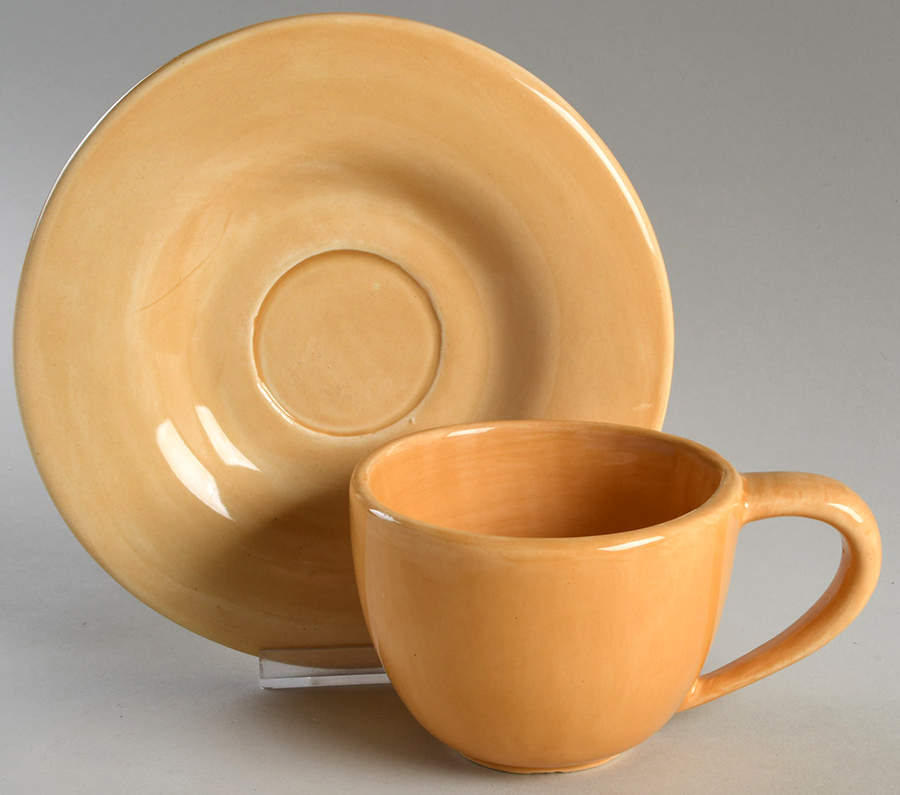 Sausalito Amber Flat Cup & Saucer Set by Pottery Barn China-1