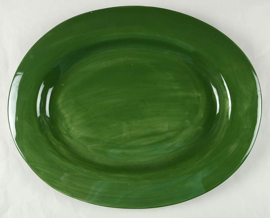 Sausalito Moss Green 18" Oval Serving Platter by Pottery Barn China-1