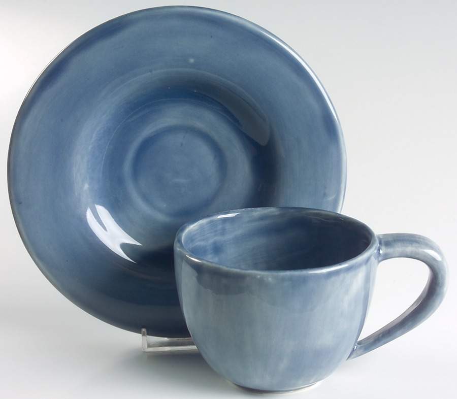 Sausalito Slate Flat Cup & Saucer Set by Pottery Barn China-1