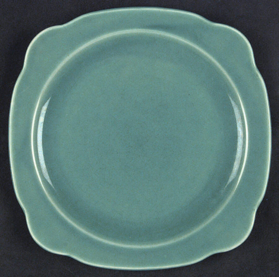 Caliente Turquoise (Regina Shape) Dinner Plate by Paden City-1