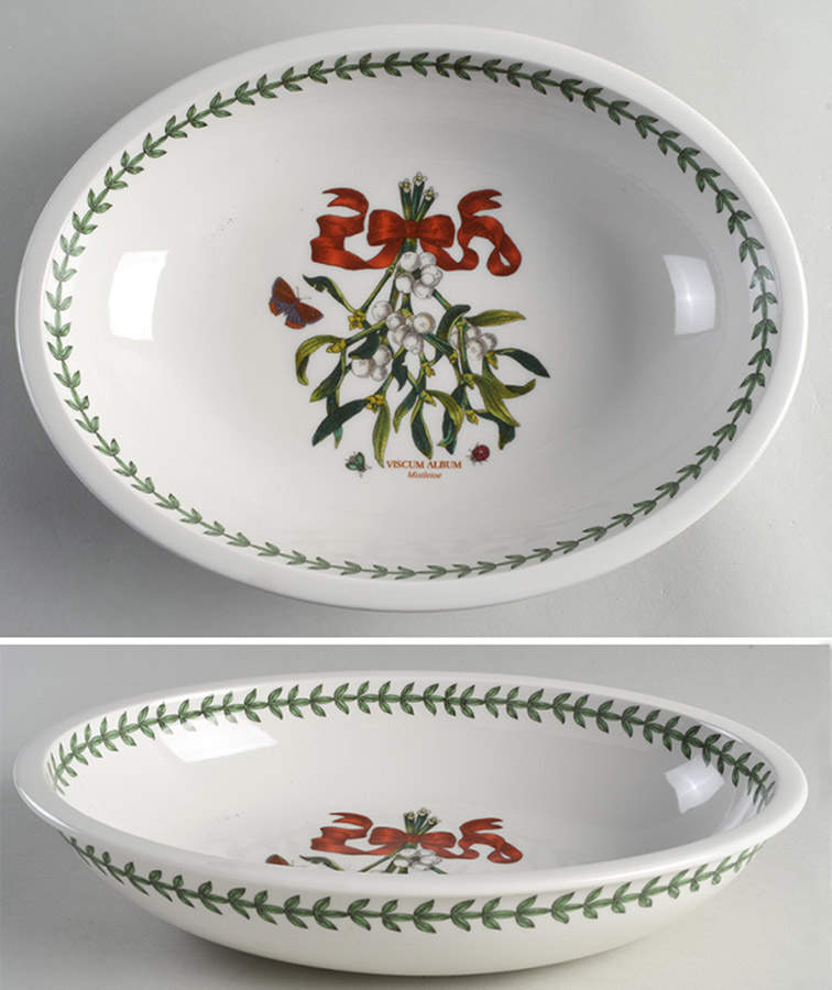 Botanic Garden Mistletoe 12" Sovereign Deep Oval Bowl by Portmeirion-1