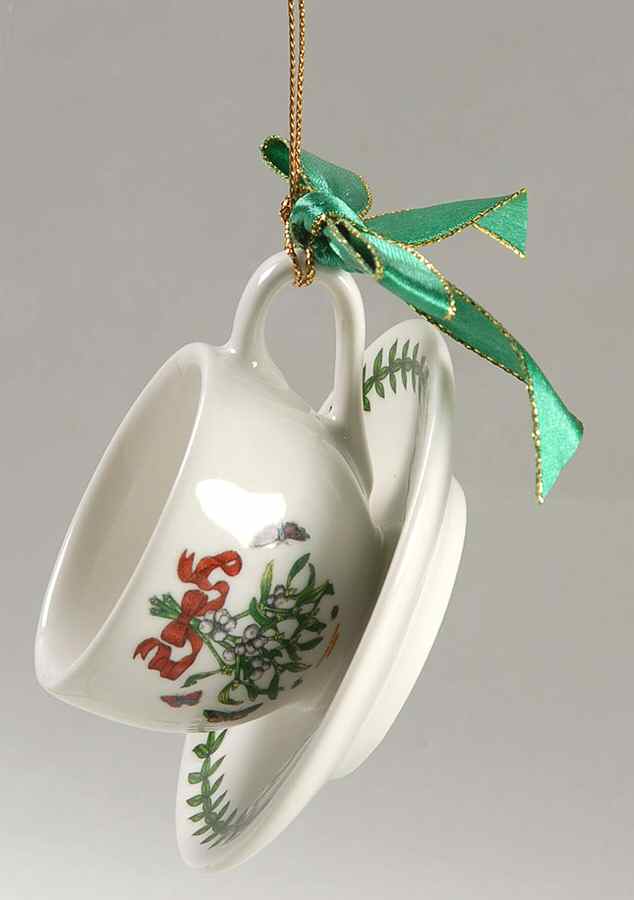 Botanic Garden Mistletoe Teacup & Saucer Ornament by Portmeirion-1