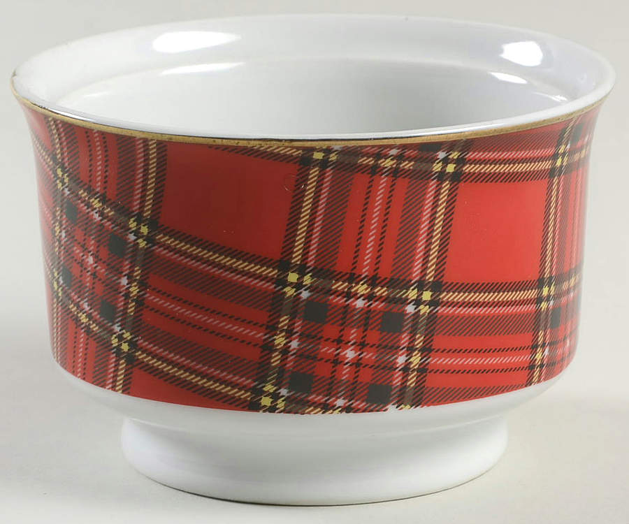 Red Plaid Sugar Bowl No Lid by Pacific Rim-1