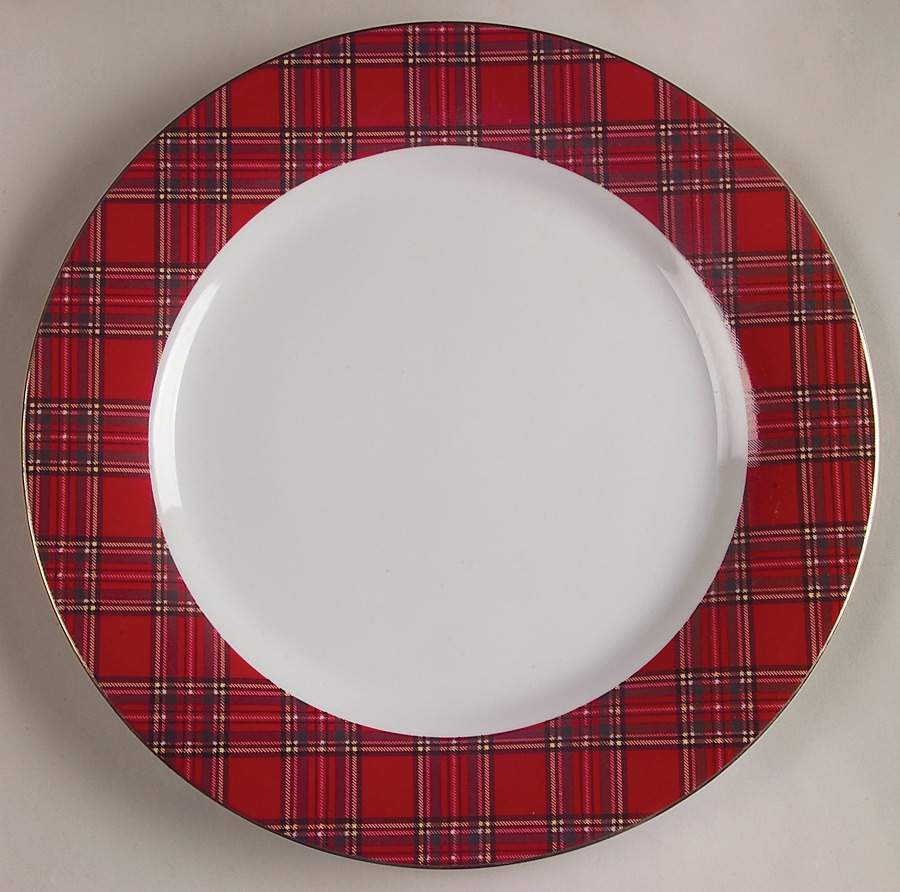 Red Plaid 12" Chop Plate (Round Platter) by Pacific Rim-1
