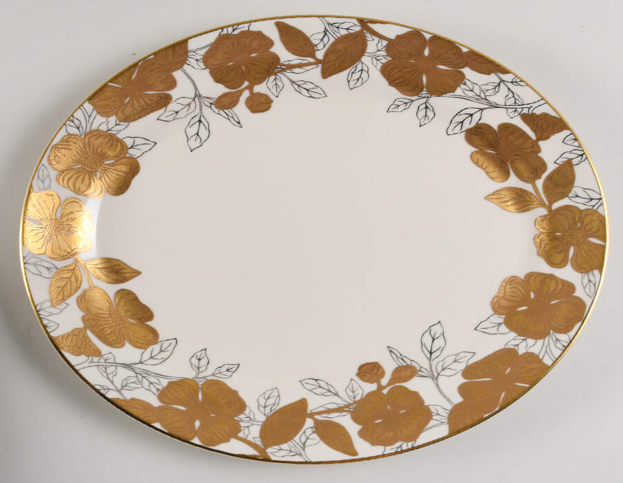 Carolina Blossoms 14" Oval Serving Platter by Pickard-1