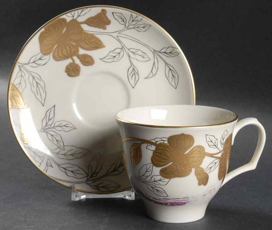 Carolina Blossoms Footed Cup & Saucer Set by Pickard-1