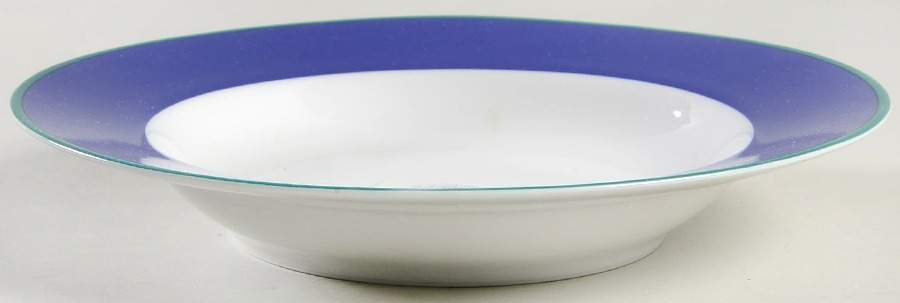 Two Tone (Blue Rim) Large Rim Soup Bowl by Pier 1-1