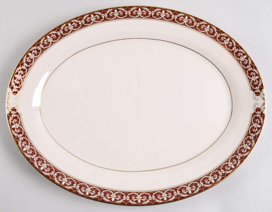 Santa Clara (Ivory Background) 14" Oval Serving Platter by Pickard-1