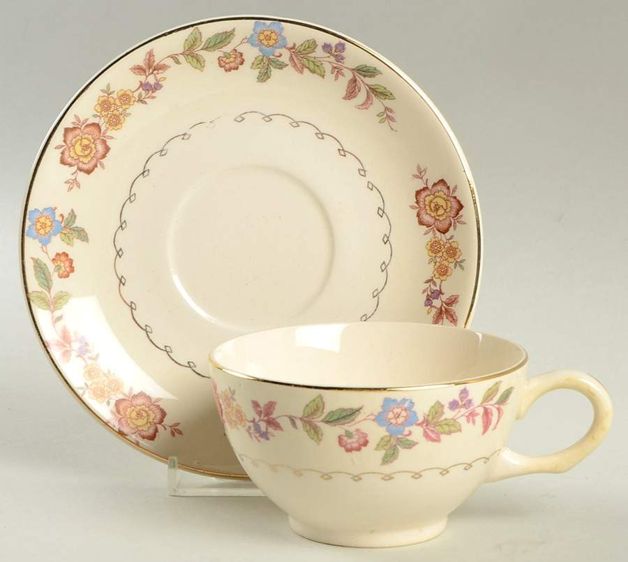 PCP173 Flat Cup & Saucer Set by Paden City-1
