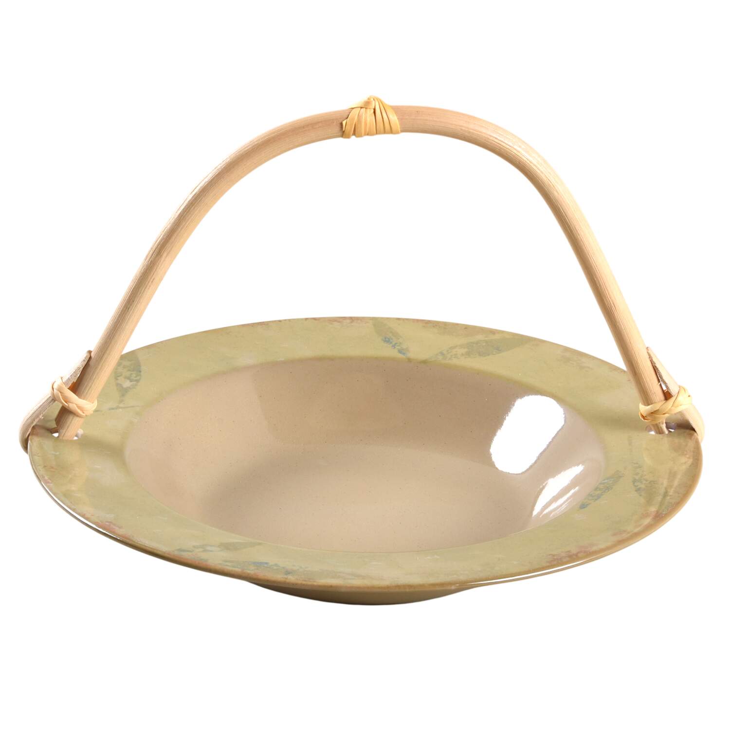 Antiqued 7''-7 1/4'' Basket W/Bamboo Handle HC by Pier 1-1