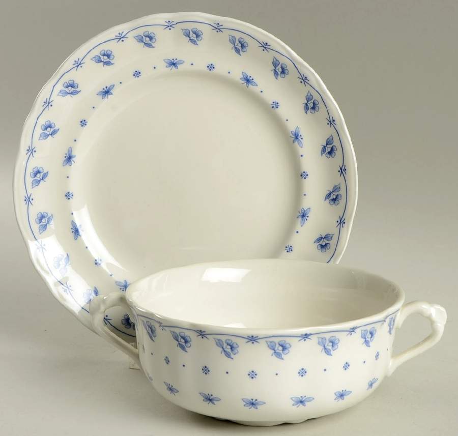 PNT12 Cream Soup Bowl & Bread Plate/Saucer Set by Pontesa-1